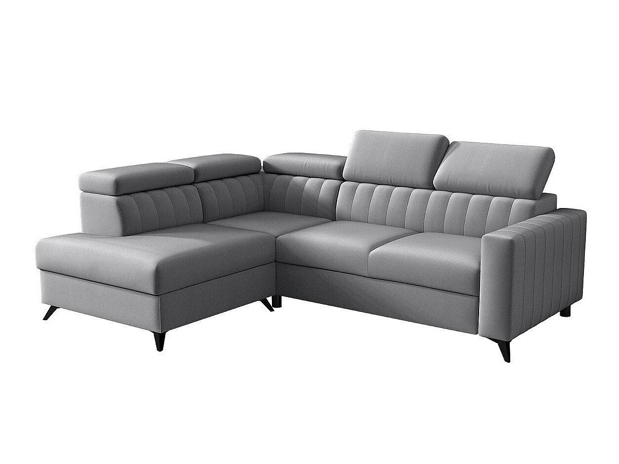 Canapé d'angle convertible 3 places en tissu gris COLUMBUS 249x195x80 cm