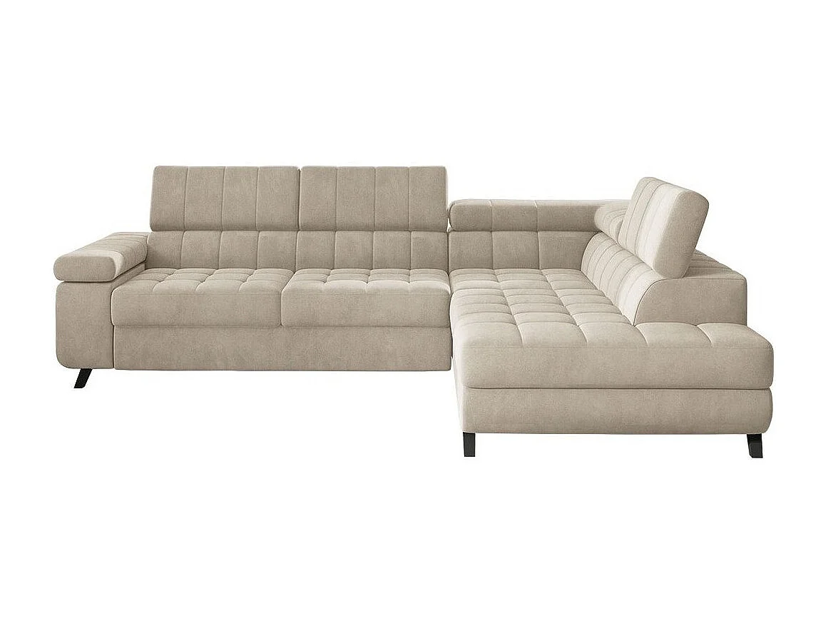 Canapé d'angle Comfivo 207, Brun clair, Fonction de couchage, Boîte de literie, 264x203cm