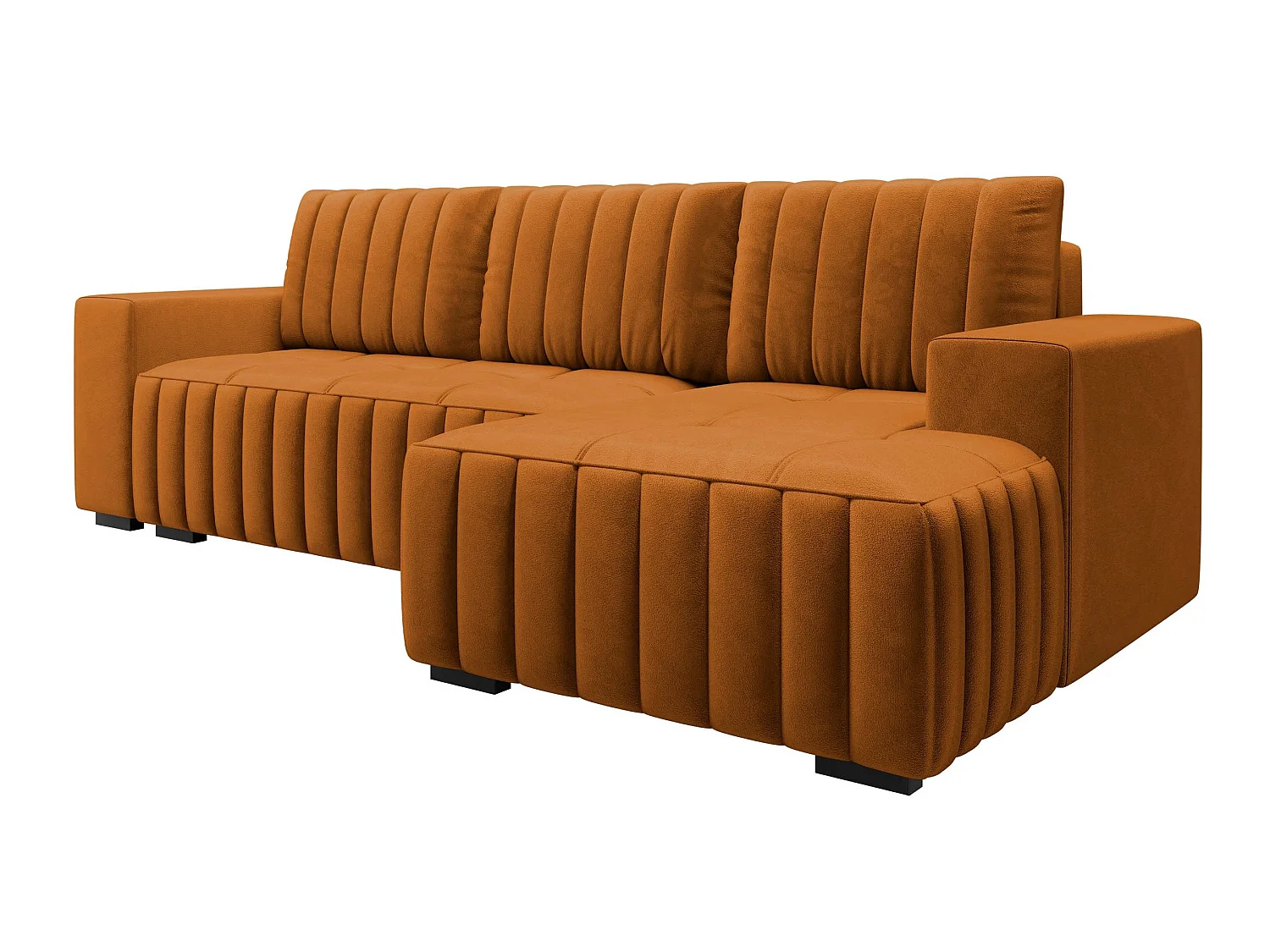 Canapé d'angle Columbus 154, Orange, Fonction de couchage, 24x14x9cm