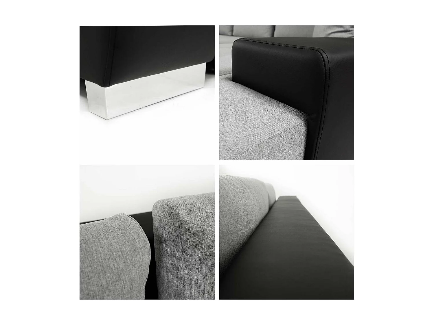 Sofá rinconero Comfivo 147, Negro, Función de descanso, Almacenaje, 302x213x80cm