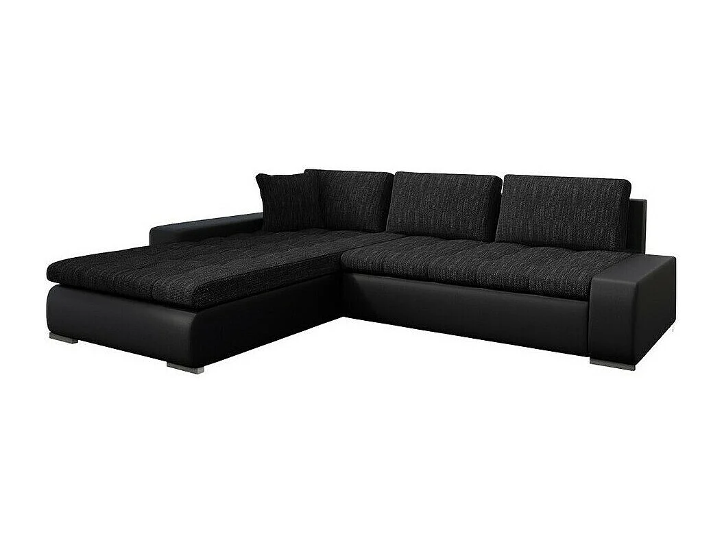 Sofá rinconero Comfivo Nitor II, Negro, Función de descanso, Almacenaje, 302x213x80cm