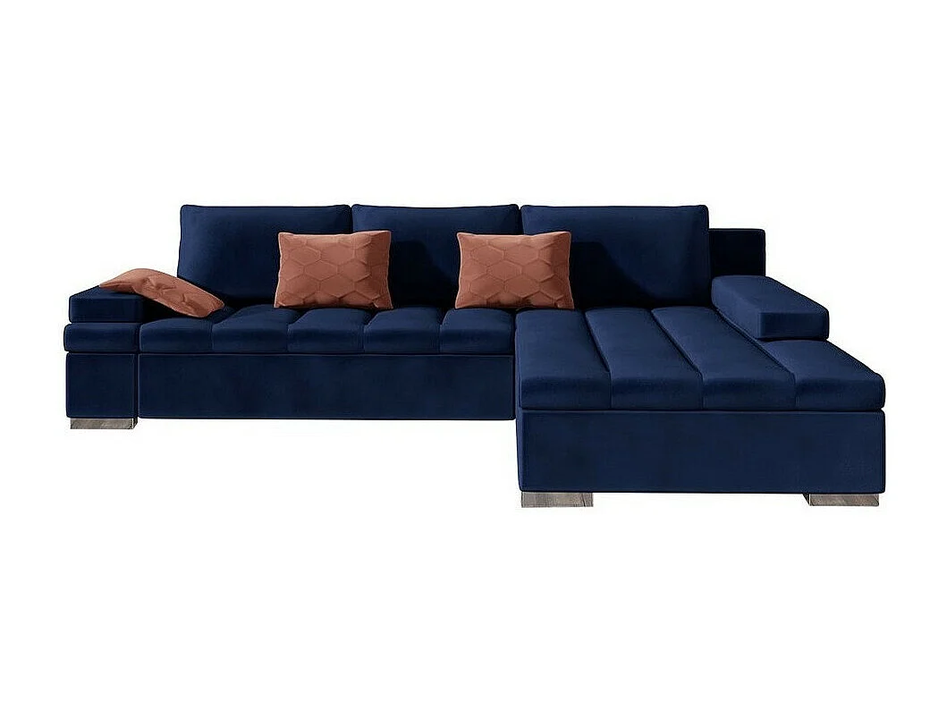 Sofá rinconero Comfivo 113, Azul, Función de descanso, Almacenaje, 310x175x83cm