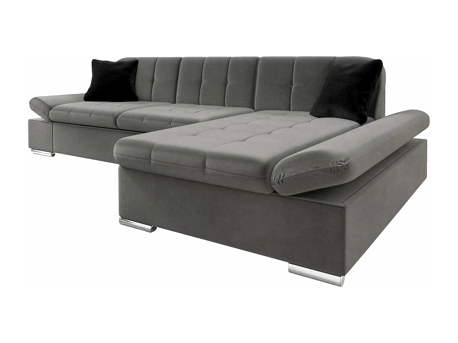 Sofá rinconero Comfivo 152, Gris, Función de descanso, Almacenaje, 278x161x76cm