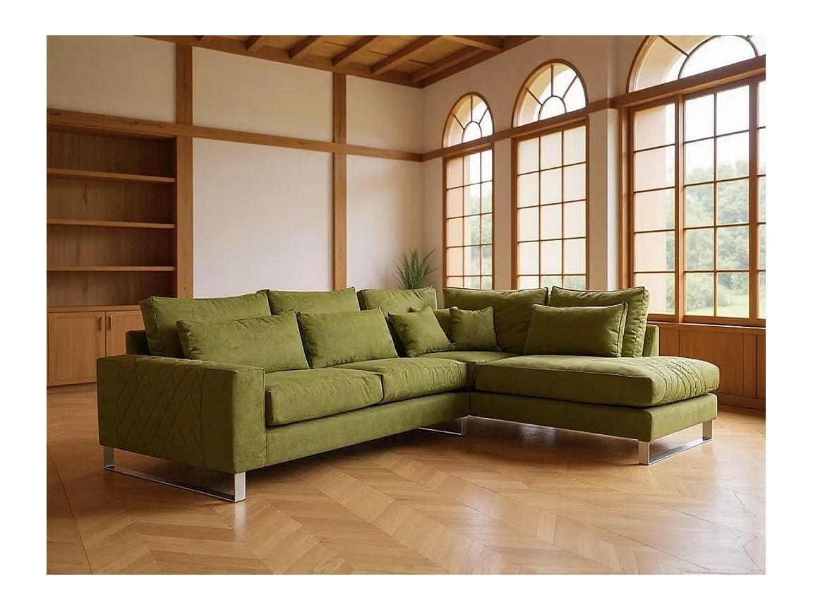 Canapé d'angle Kingsport 112, Vert, 314x224x90cm