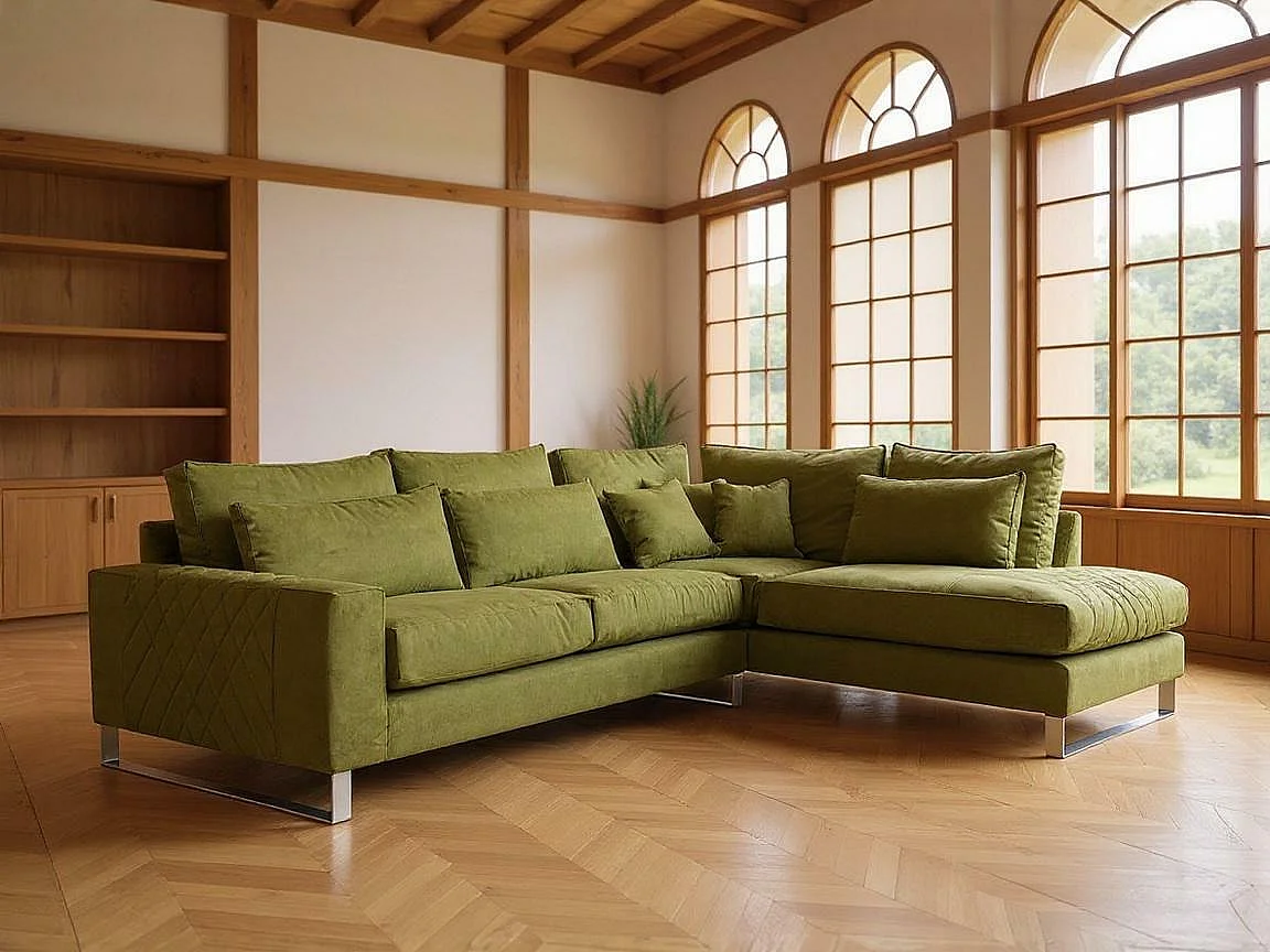 Sofá rinconero Kingsport 112, Verde, 314x224x90cm