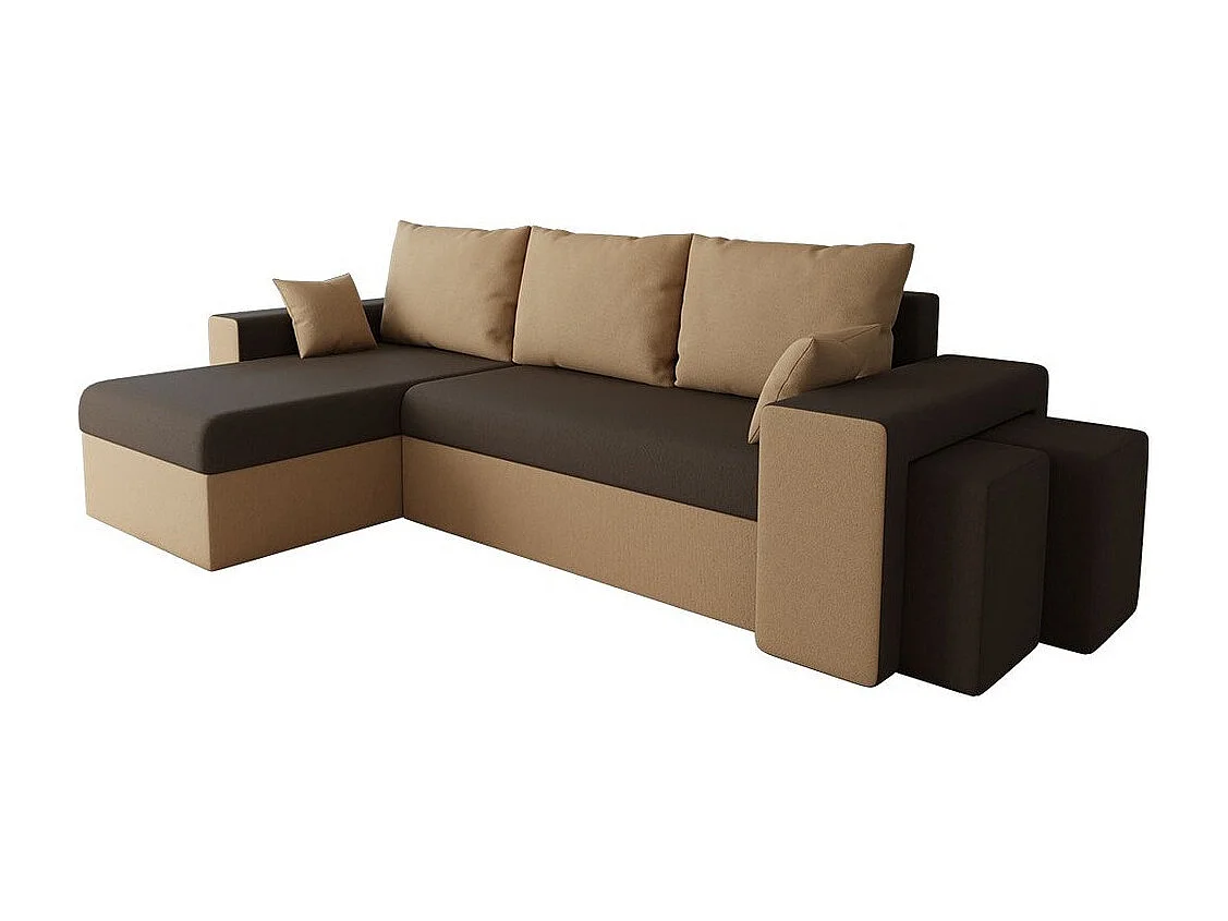 Sofá rinconero Memphis 124, Marrón, Función de descanso, Almacenaje, 256x139x80cm