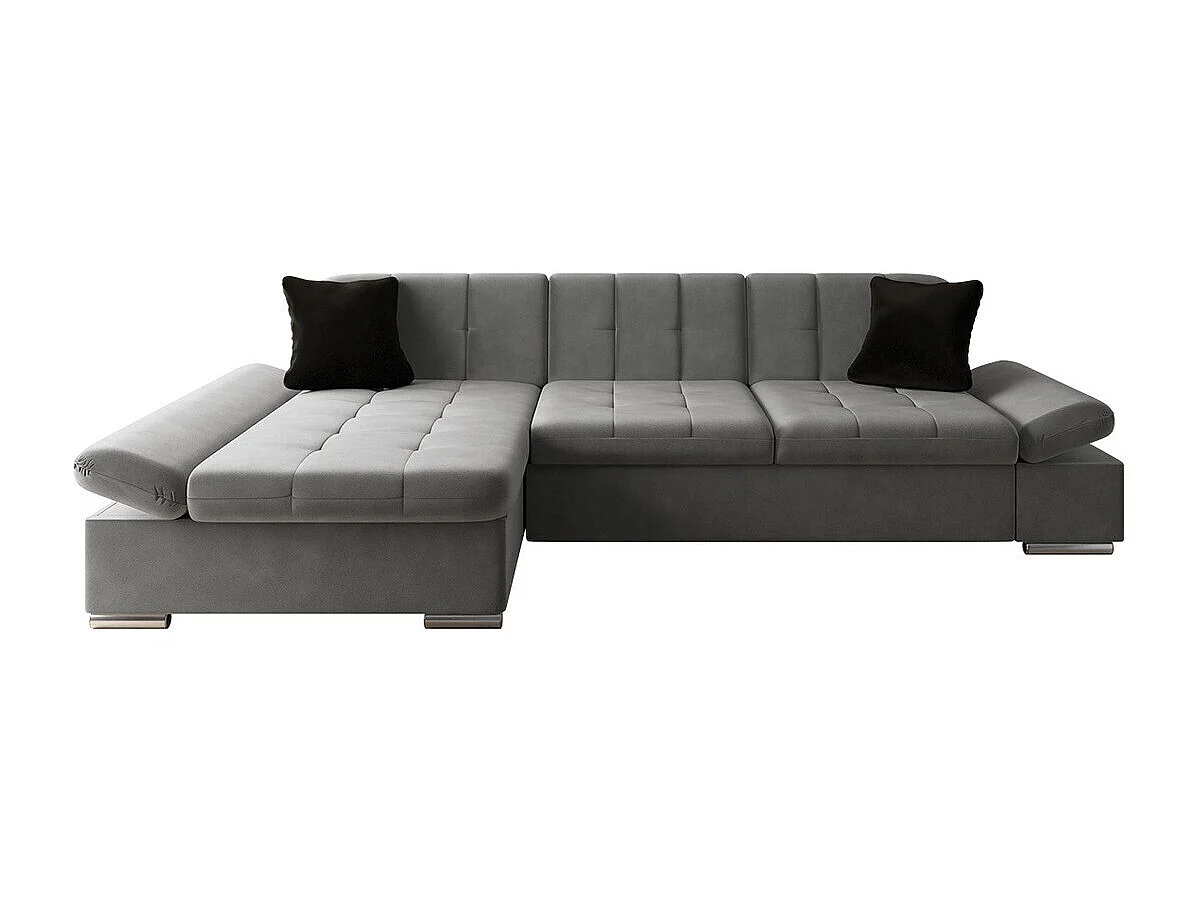 Sofá rinconero Comfivo 152, Gris, Función de descanso, Almacenaje, 278x161x76cm