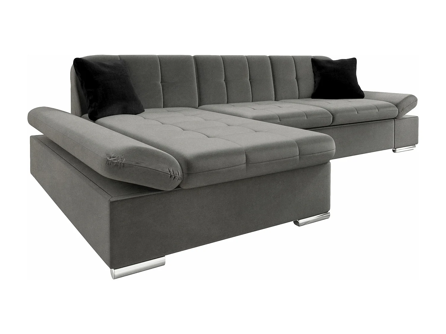 Sofá rinconero Comfivo 152, Gris, Función de descanso, Almacenaje, 278x161x76cm