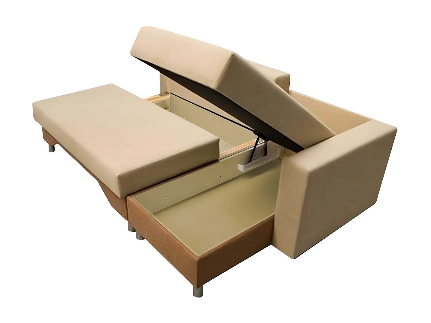 Sofá rinconero Akron 100, Marrón, Función de descanso, Almacenaje, 215x133x95cm