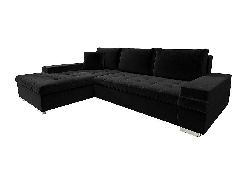 Sofá rinconero Comfivo 121, Negro, Función de descanso, Almacenaje, 274x182x83cm