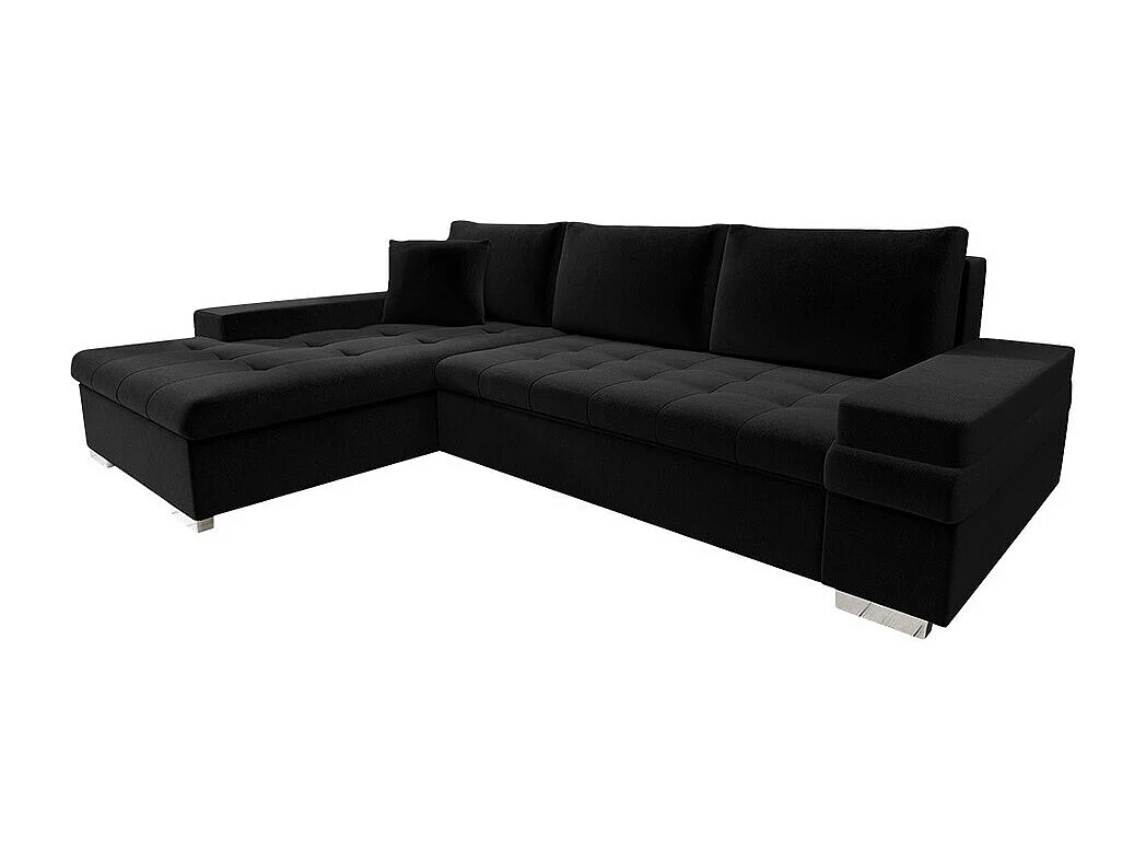 Sofá rinconero Comfivo Olivetum I, Negro, Función de descanso, Almacenaje, 274x182x83cm