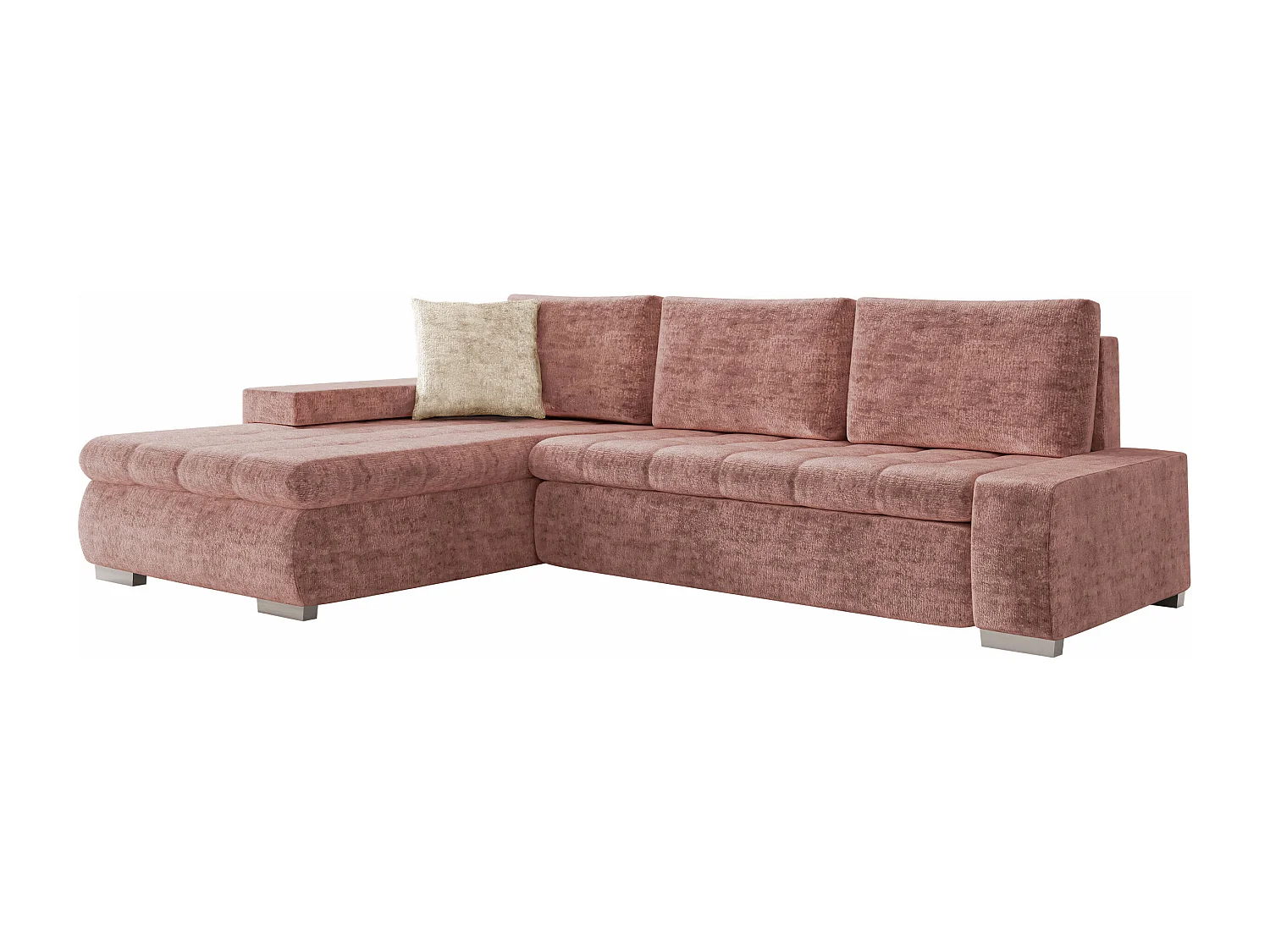 Sofá rinconero Comfivo 251, Rosa, Función de descanso, Almacenaje, 265x185x85cm