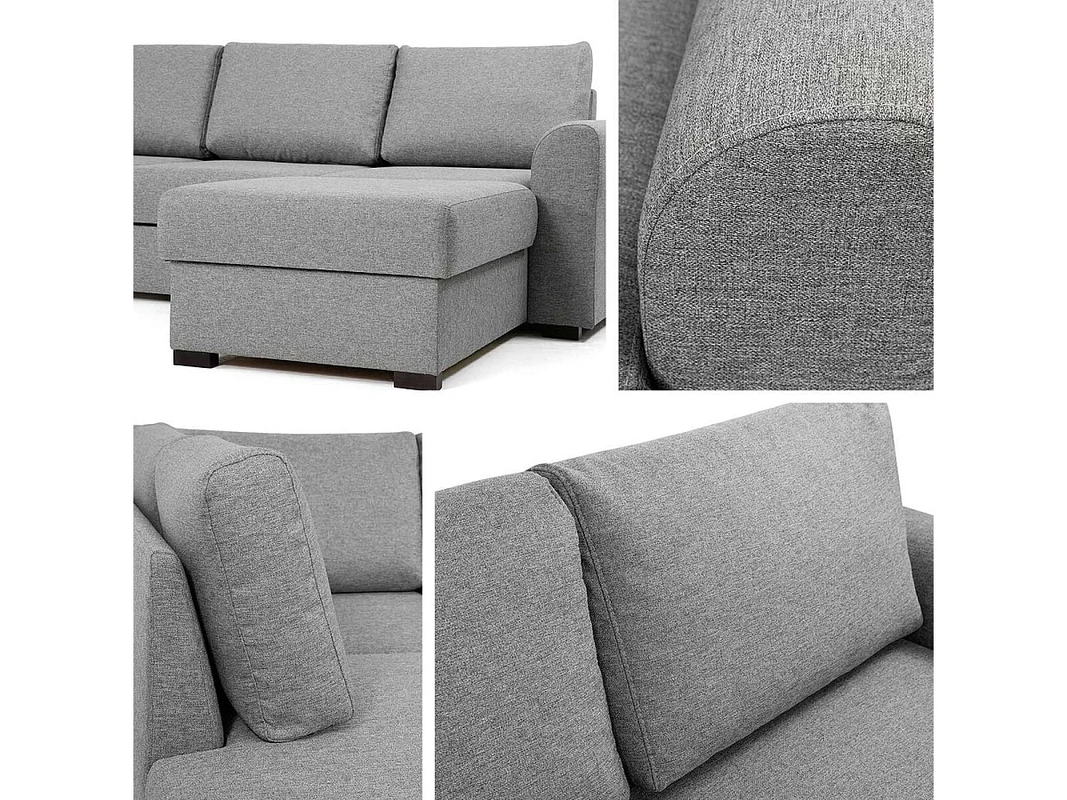 Sofá rinconero Comfivo 262, Rosa, Función de descanso, Almacenaje, 370x186x85cm