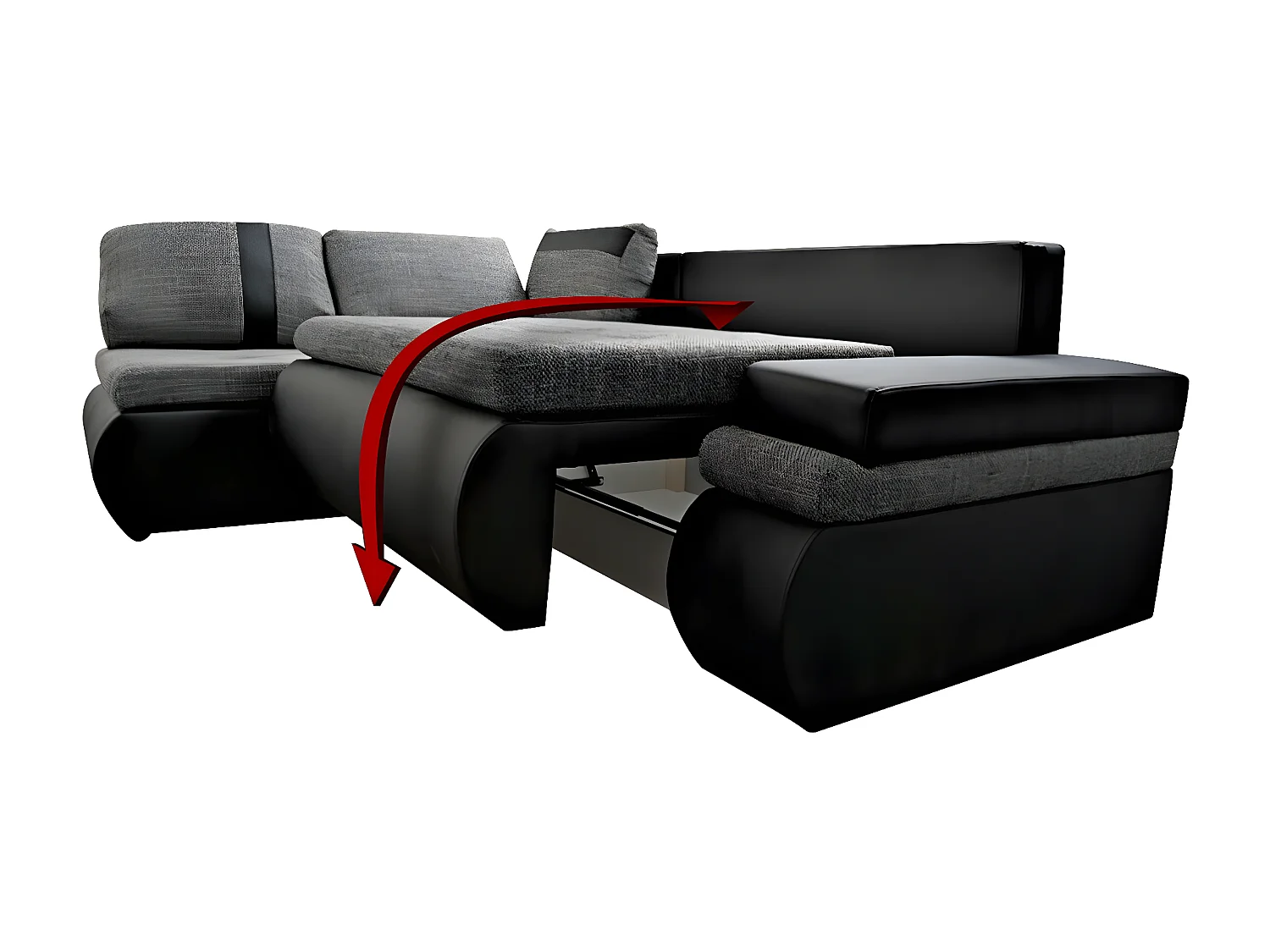 Sofá rinconero Temple 101, Gris, Función de descanso, Almacenaje, 245x182x90cm