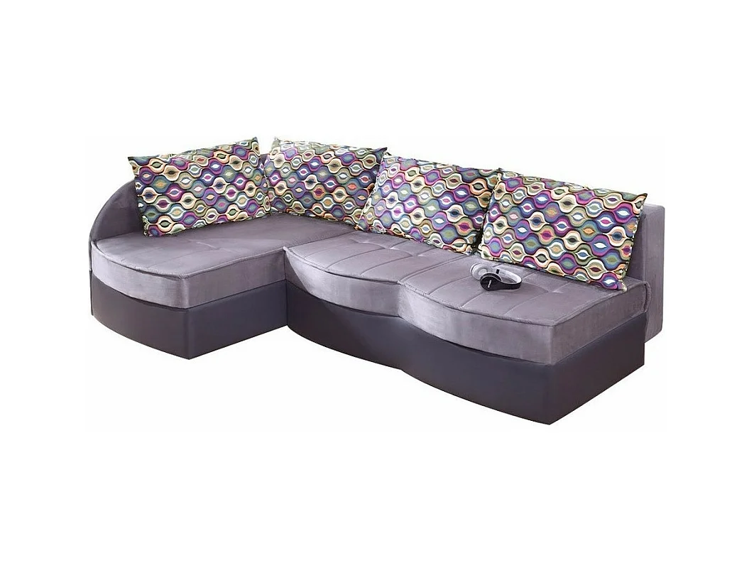 Canapé d'angle Providence 112, Gris, Fonction de couchage, Boîte de literie, 202x145x86cm