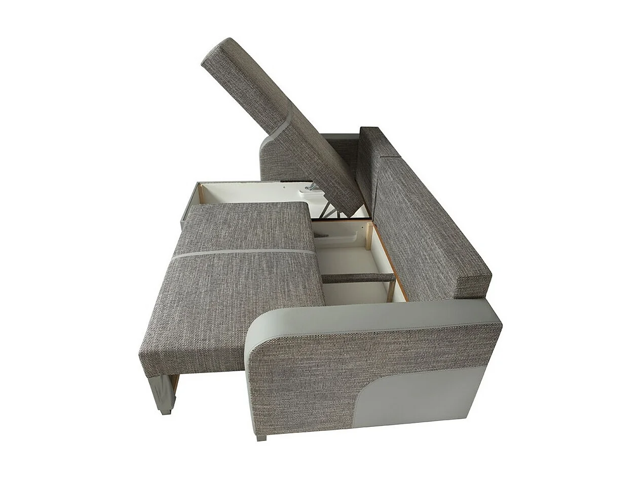 Sofá rinconero Edinburg 102, Gris, Función de descanso, Almacenaje, 235x155x90cm