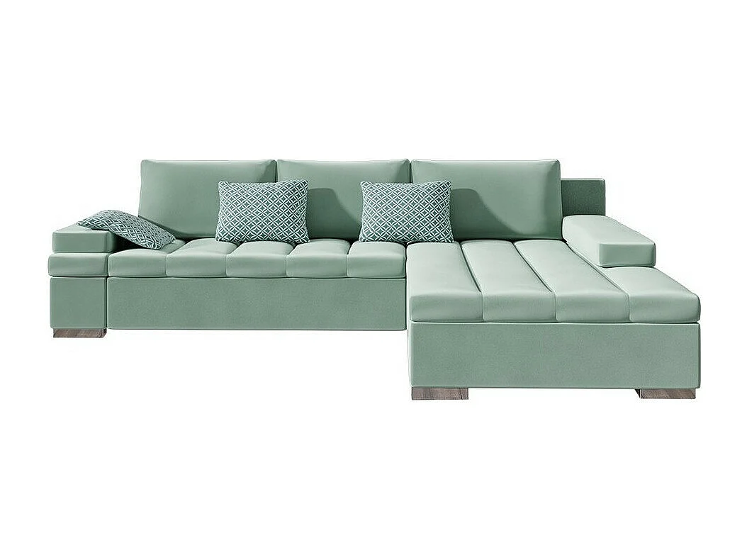 Sofá rinconero Comfivo 113, Turquesa, Función de descanso, Almacenaje, 310x175x83cm