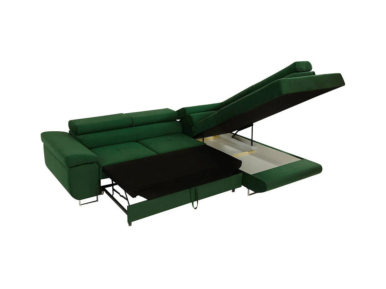 Canapé d'angle Comfivo Eliferu 100, Gris, Fonction de couchage, Boîte de literie, 274cm