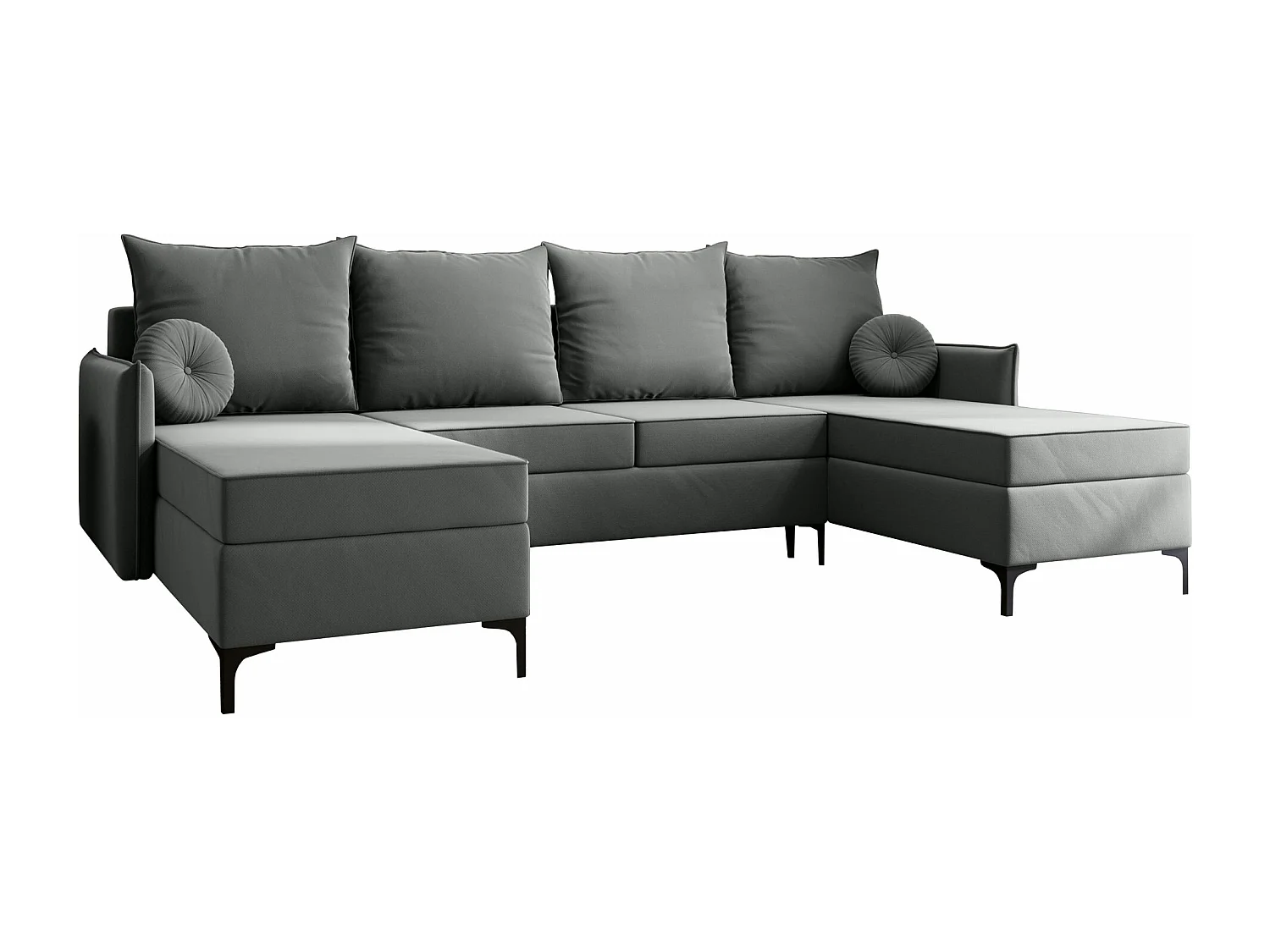 Canapé d'angle Clovis 111, Gris, Fonction de couchage, Boîte de literie, 281x168x101cm