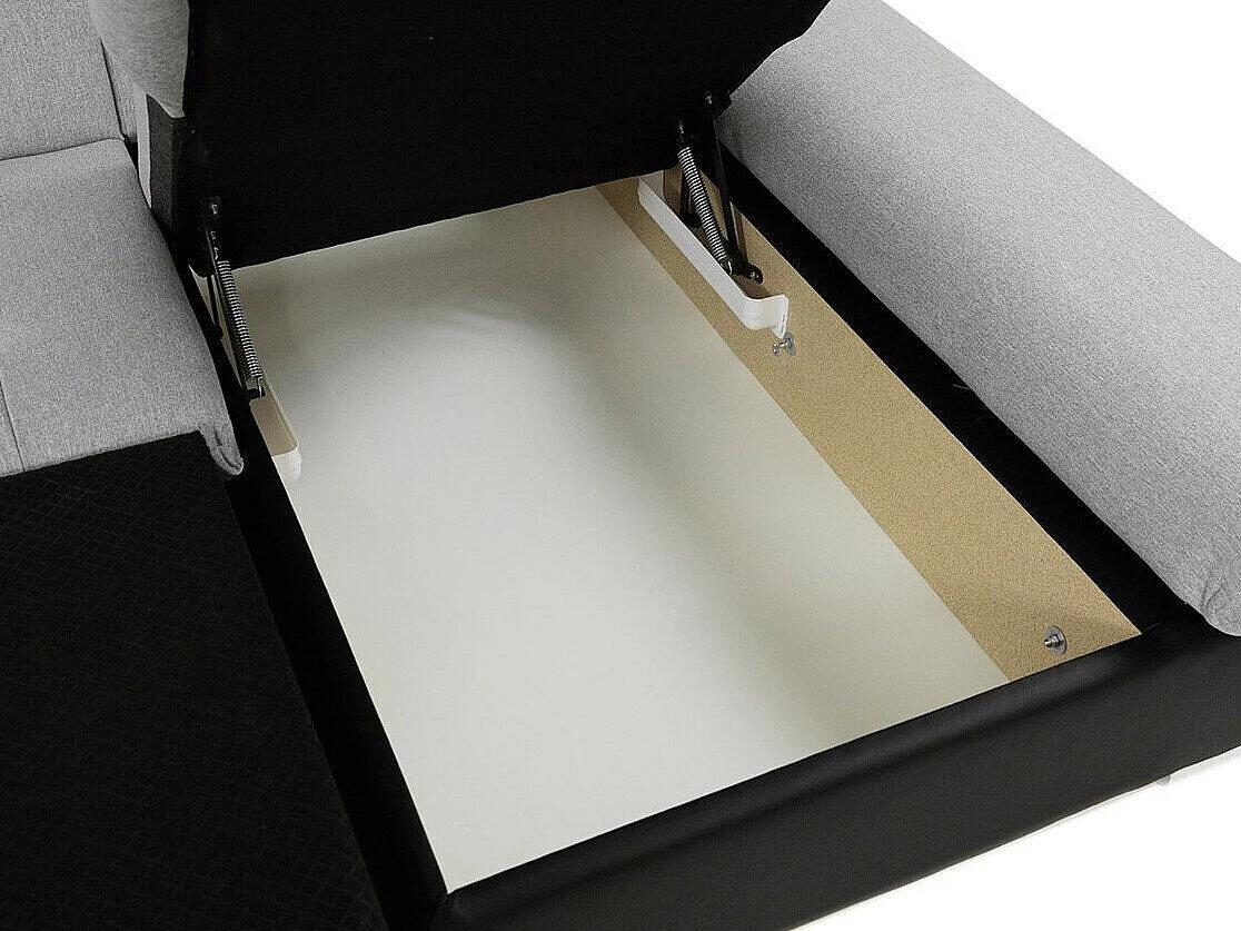 Canapé d'angle Comfivo 250, Blanc, Fonction de couchage, Boîte de literie, 278x161x76cm