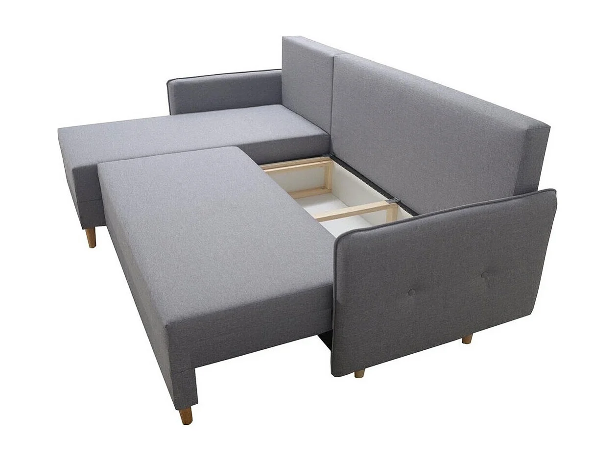 Sofá rinconero Muncie 101, Gris, Función de descanso, Almacenaje, 222x145x93cm