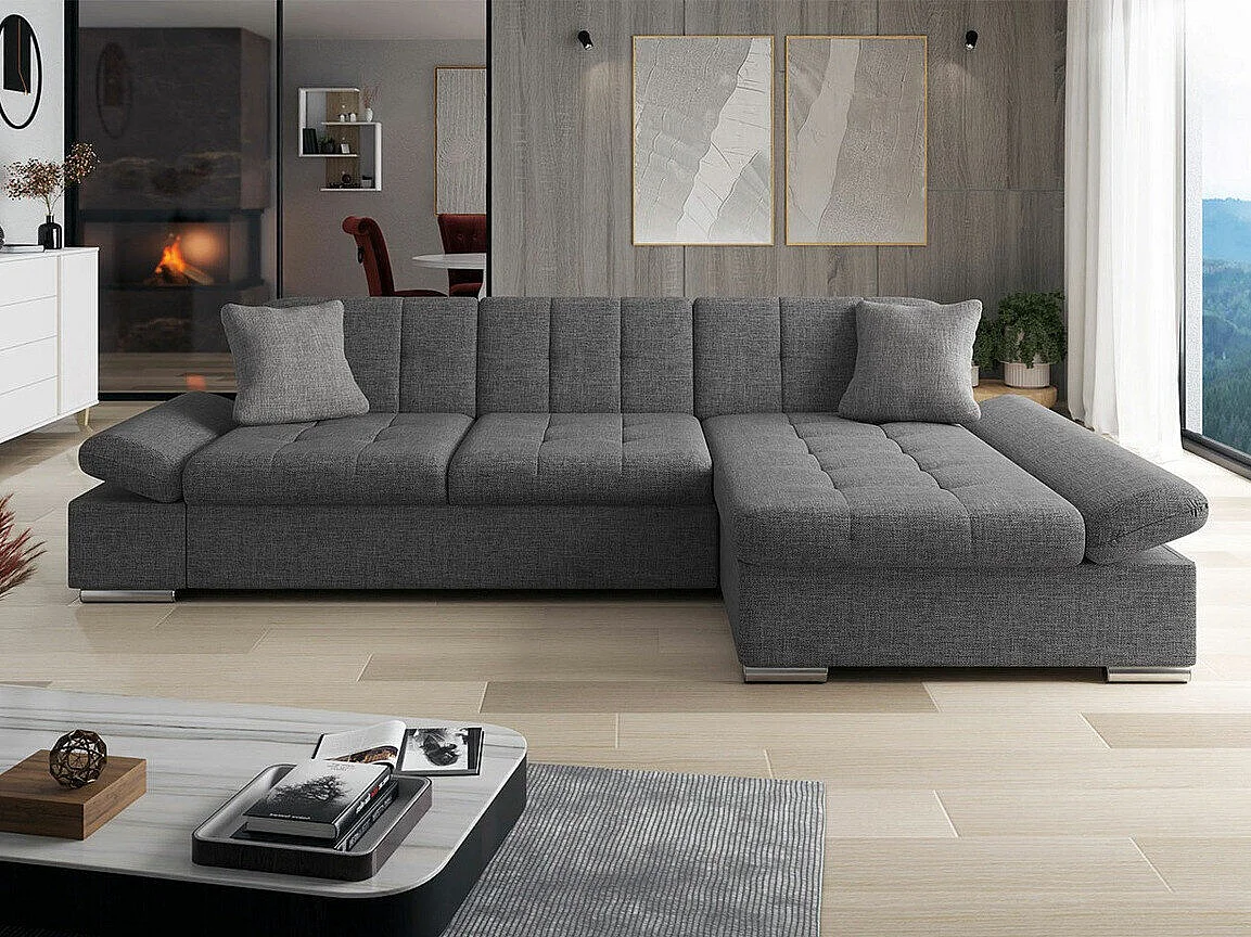 Canapé d'angle Comfivo Sanitas, Gris foncé, Fonction de couchage