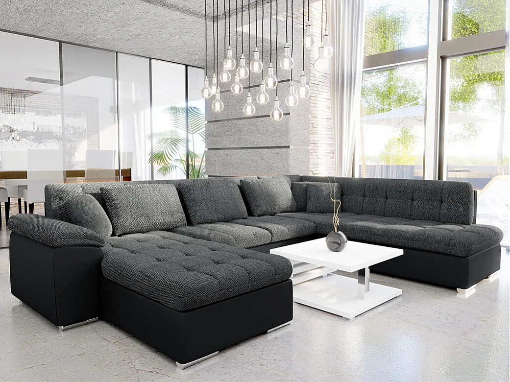 Sofá rinconero Comfivo 114, Gris, Función de descanso, Almacenaje, 348x205x76cm