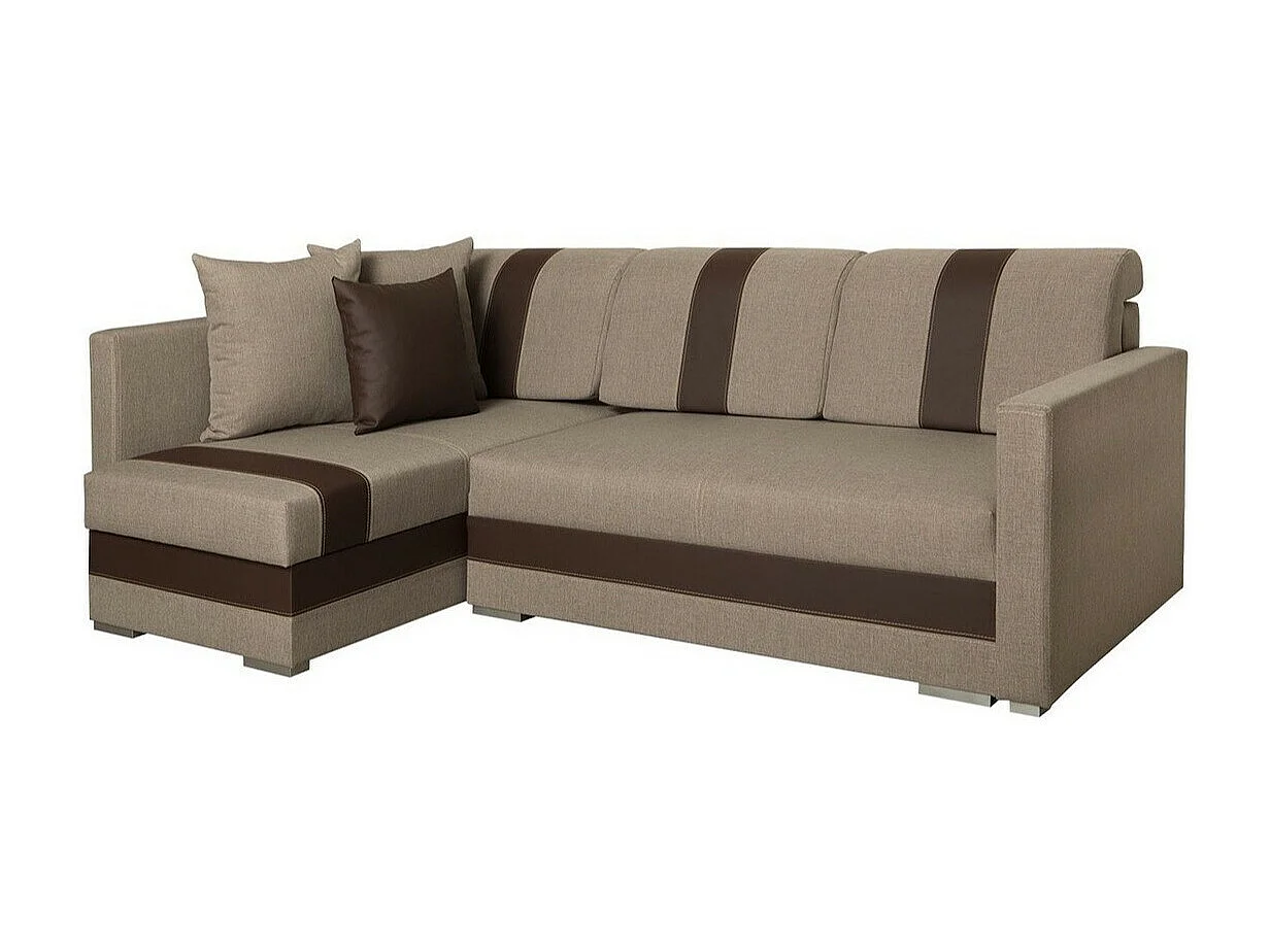 Canapé d'angle Edinburg 100, Brun clair, Fonction de couchage, Boîte de literie, 230x82cm