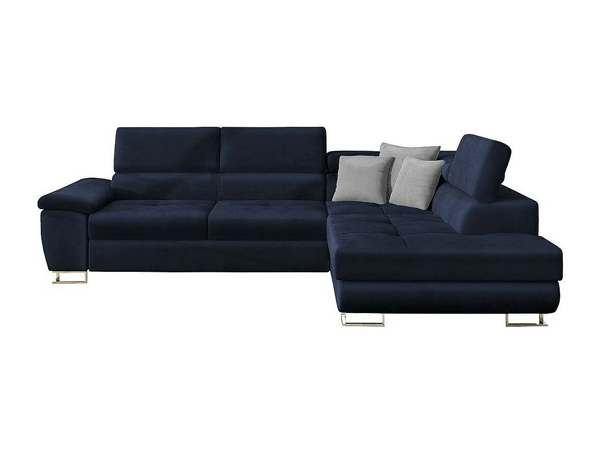 Sofá rinconero Comfivo 166, Azul, Función de descanso, Almacenaje, 270x202x71cm