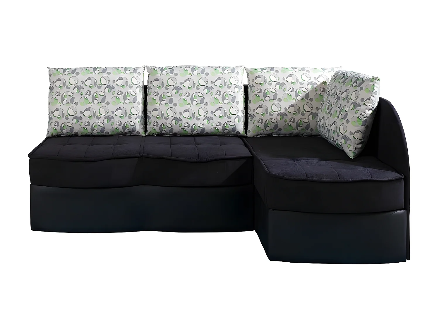 Canapé d'angle Providence 119, Noir, Fonction de couchage, Boîte de literie, 203x143x79cm