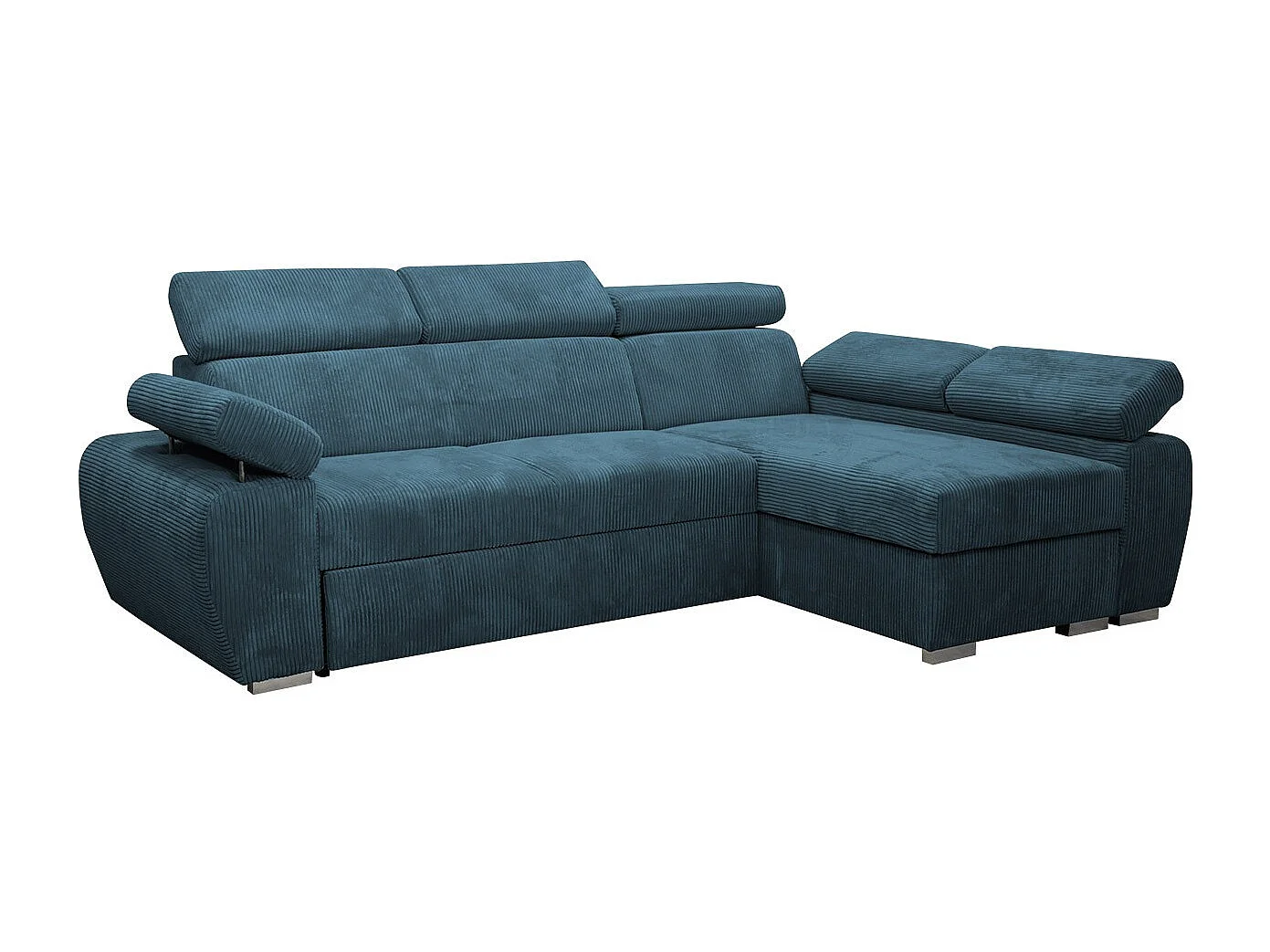 Sofá rinconero Columbus 192, Azul, Función de descanso, Almacenaje, 255x170x85cm