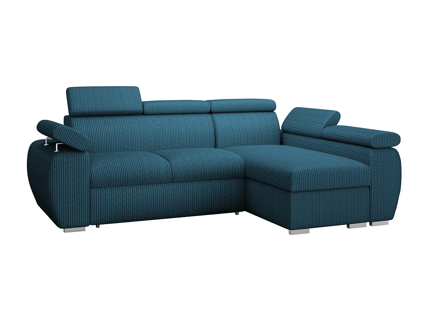 Sofá rinconero Columbus 192, Azul, Función de descanso, Almacenaje, 255x170x85cm