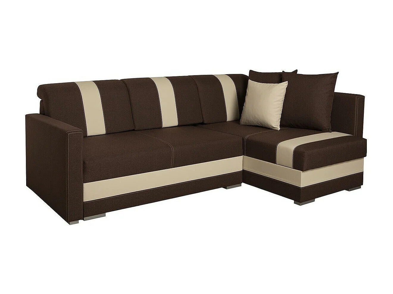 Canapé d'angle Edinburg 100, Marron, Disponible, 230x155x82cm