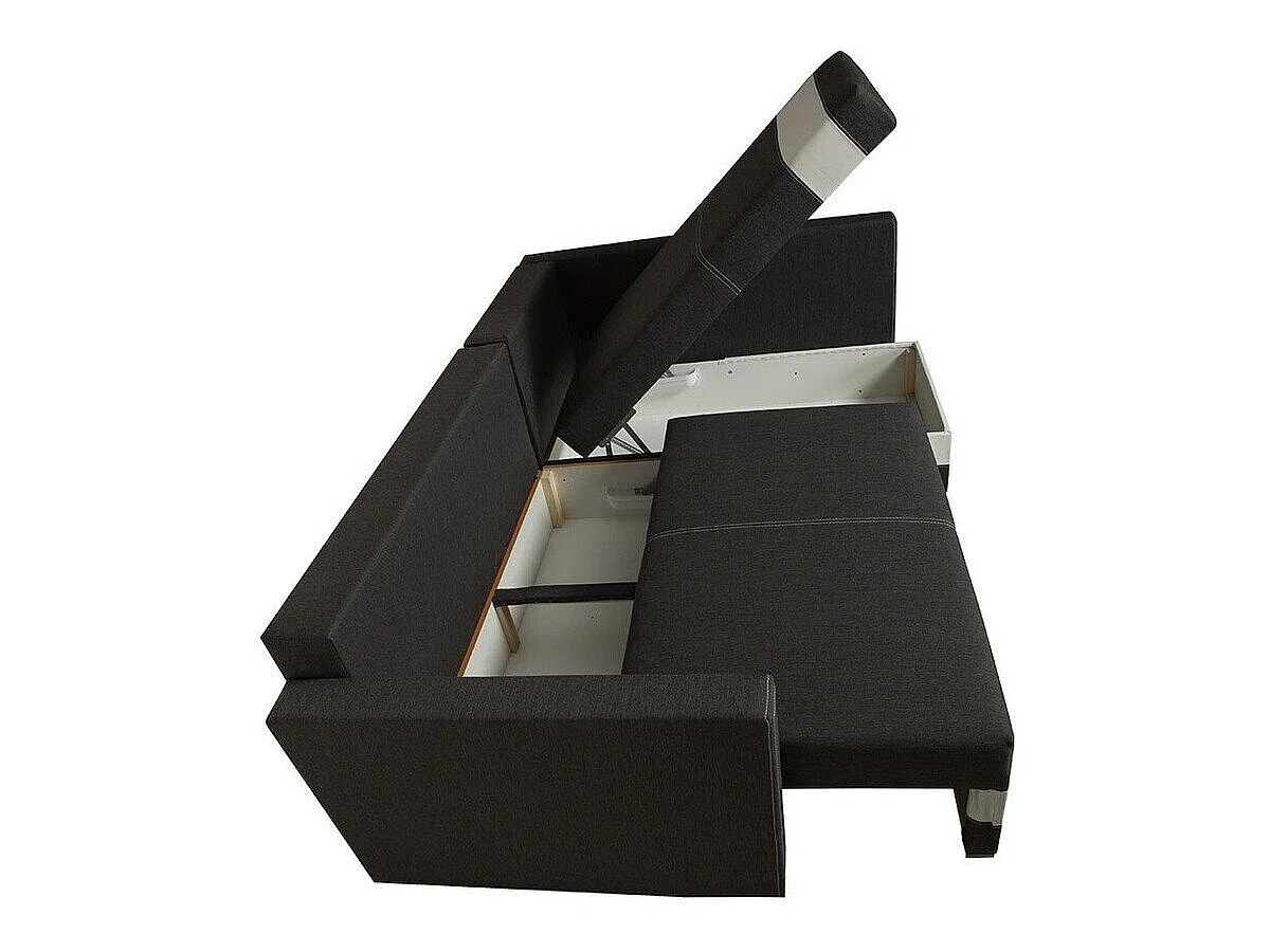 Canapé d'angle convertible 3 places en tissu marron EDINBURG