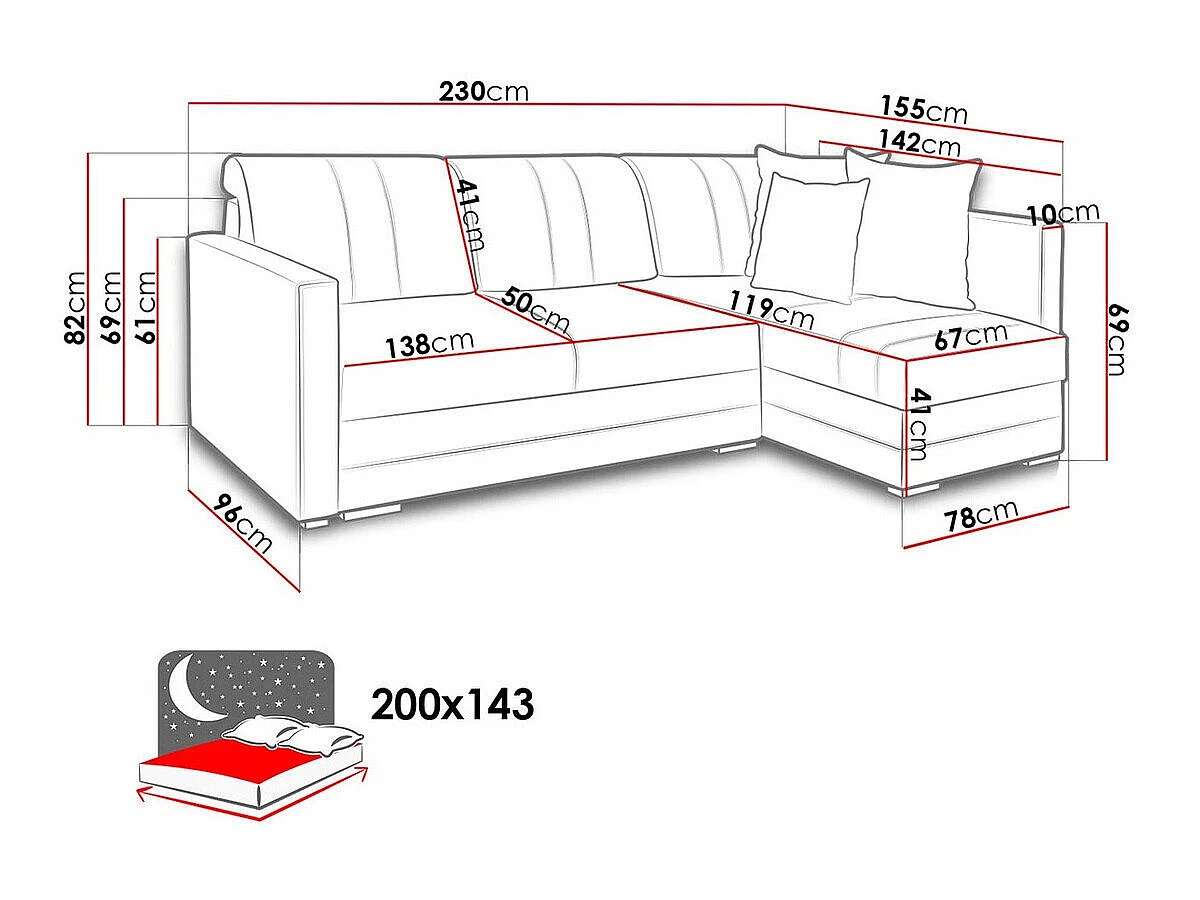 Canapé d'angle convertible 3 places en tissu marron EDINBURG