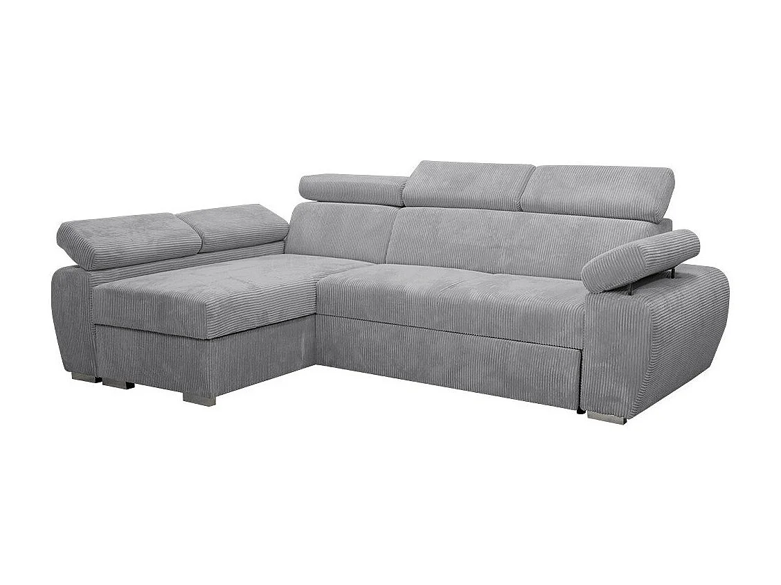 Sofá rinconero Columbus 192, Gris, Función de descanso, Almacenaje, 255x170x85cm