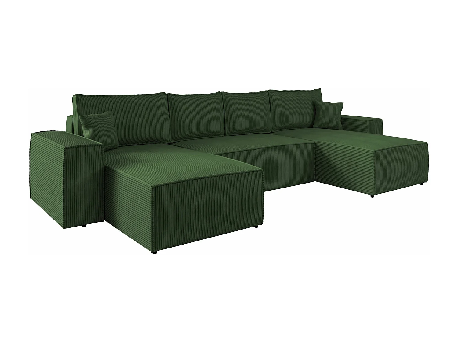 Canapé d'angle Clovis 109, Vert, Fonction de couchage, Boîte de literie, 370x174x94cm