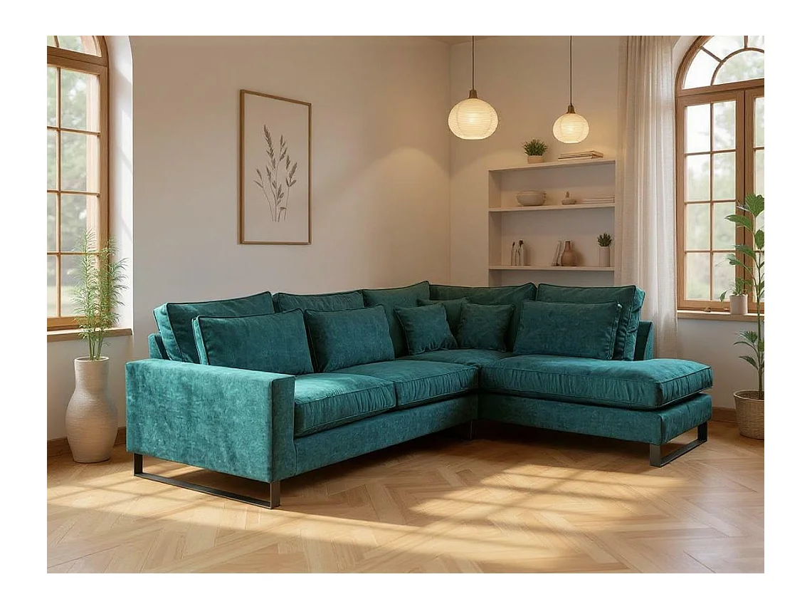 Canapé d'angle Kingsport 111, Vert, 314x224x90cm