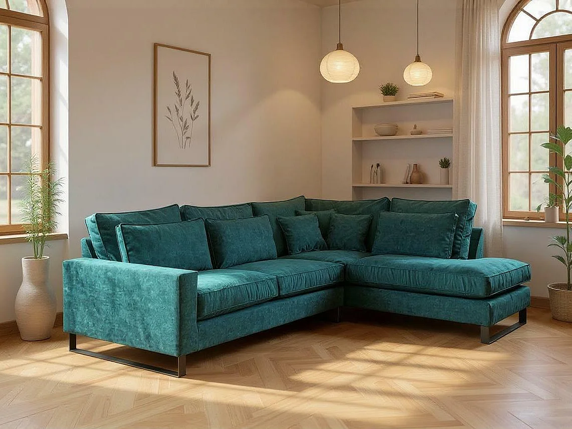 Sofá rinconero Kingsport 111, Verde, 314x224x90cm