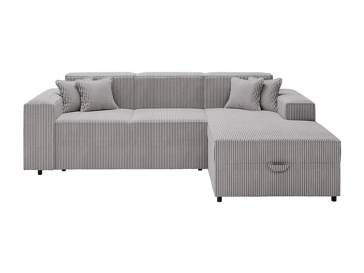 Sofá rinconero Clovis 116, Gris, Función de descanso, Almacenaje, 253x166x79cm