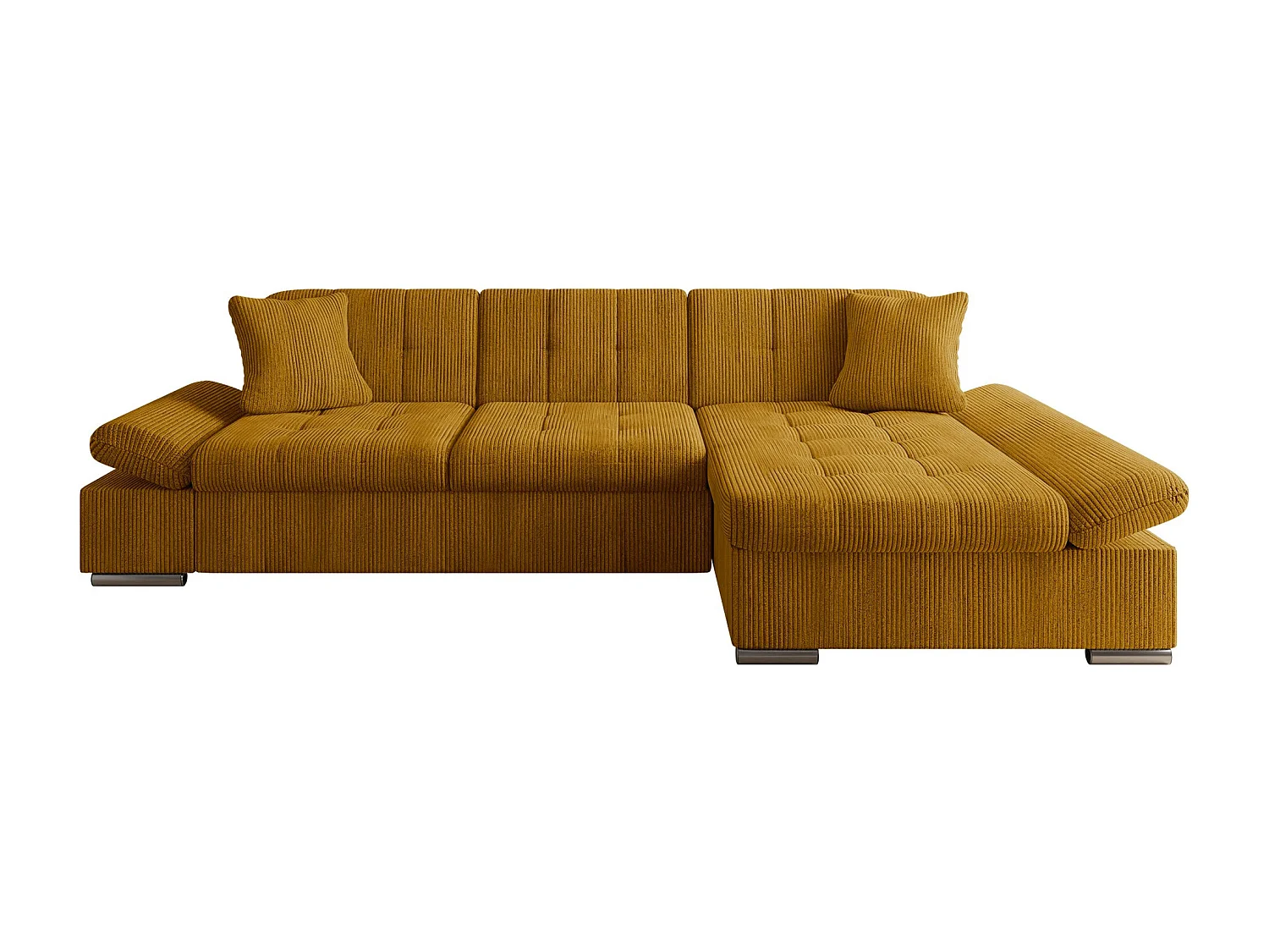 Sofá rinconero Comfivo Sanitas I, Amarillo, Función de descanso, Almacenaje, 278x161x76cm