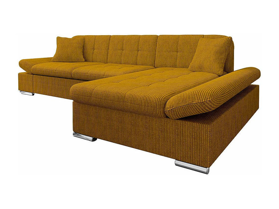 Sofá rinconero Comfivo Sanitas I, Amarillo, Función de descanso, Almacenaje, 278x161x76cm
