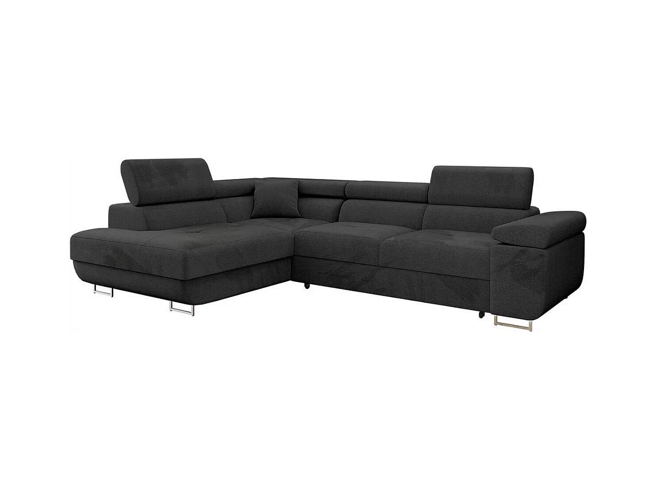 Canapé d'angle Comfivo Eliferu 100, Noir, Fonction de couchage, Boîte de literie, 274cm