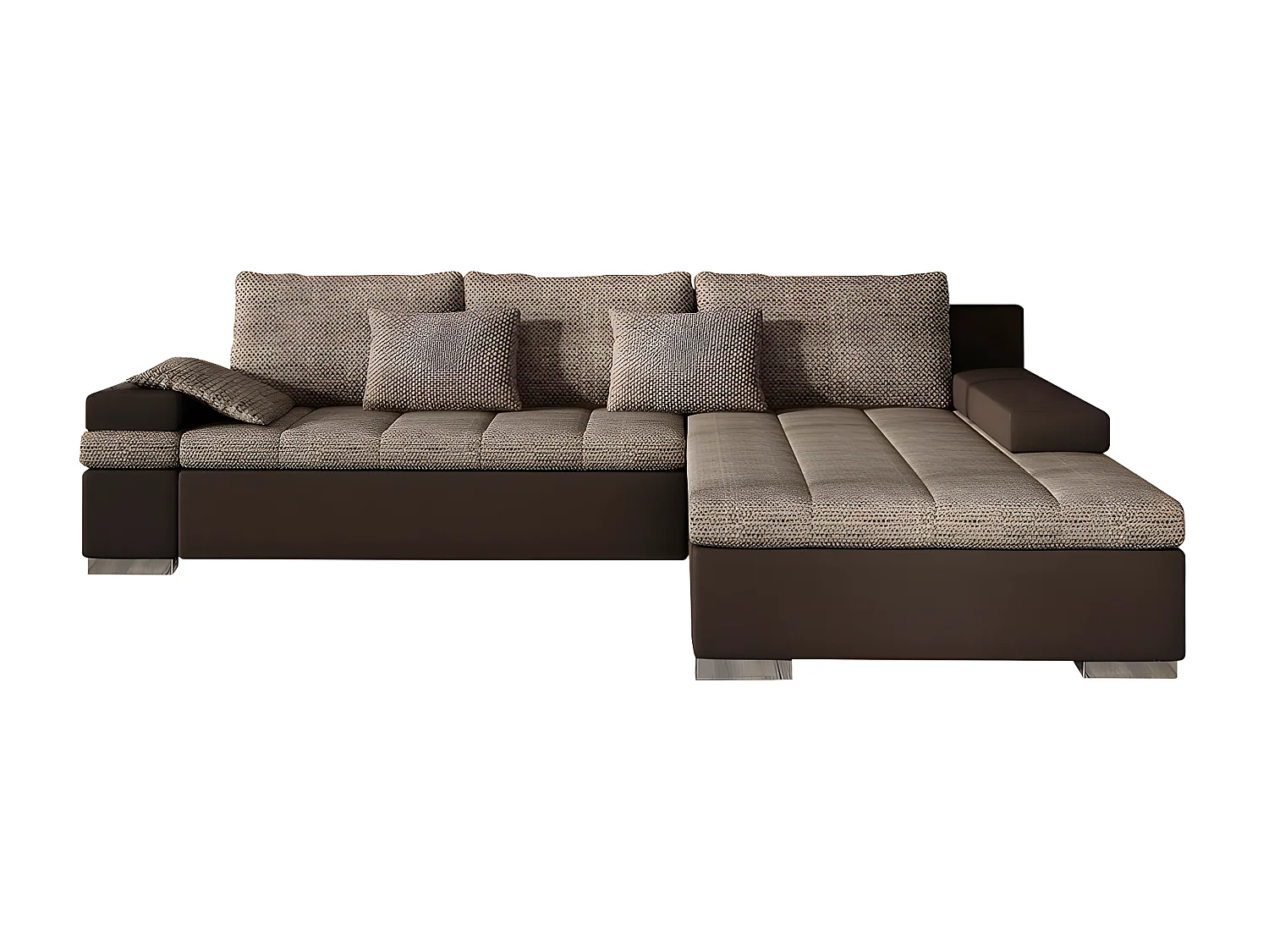 Sofá rinconero Comfivo 113, Marrón, Función de descanso, Almacenaje, 310x175x83cm