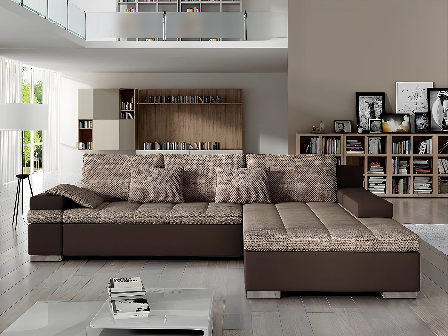 Divano angolare Comfivo 113, Marrone, Con, 310x175x83cm