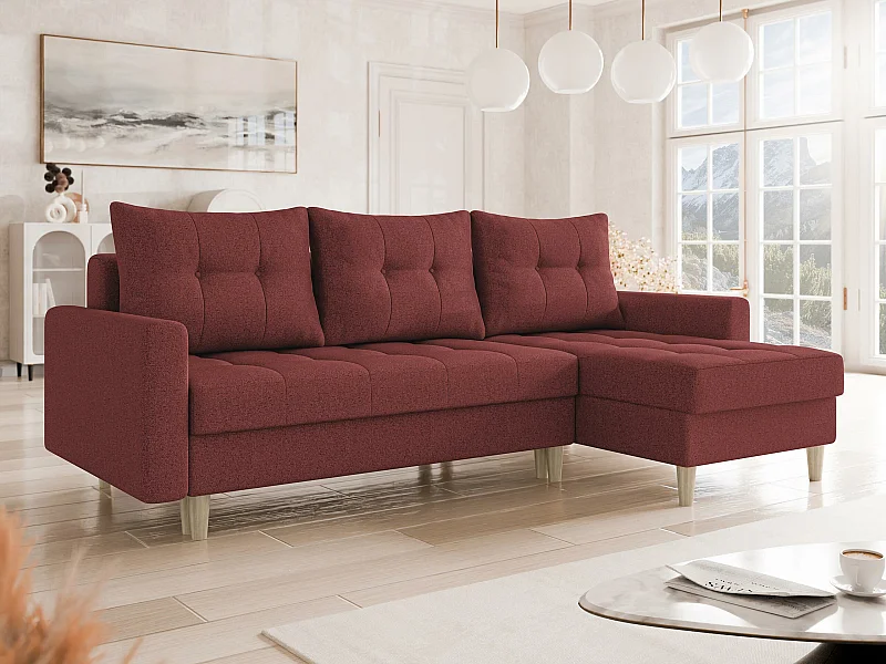 Canapé d'angle Boulder 100, Rose, Disponible, 222x140x90cm