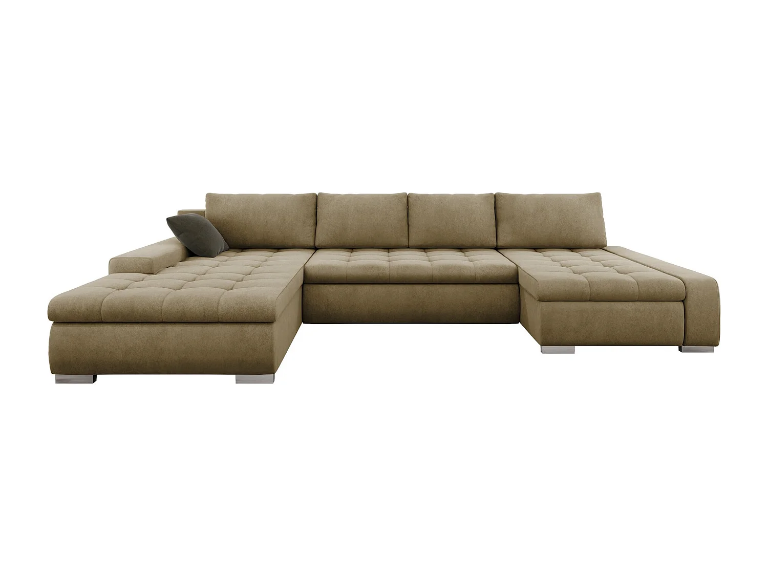 Sofá rinconero Comfivo 106, De color marrón claro, Función de descanso, Almacenaje, 394cm