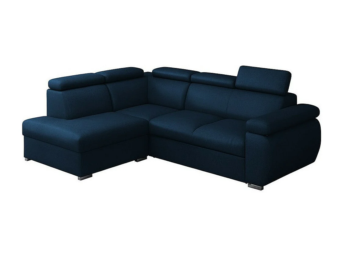 Sofá rinconero Columbus 161, Azul, Función de descanso, Caja de ropa de cama, 260x200cm