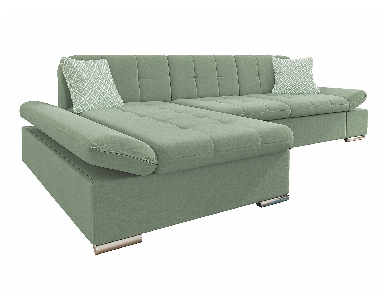 Sofá rinconero Comfivo Sanitas I, Verde, Función de descanso