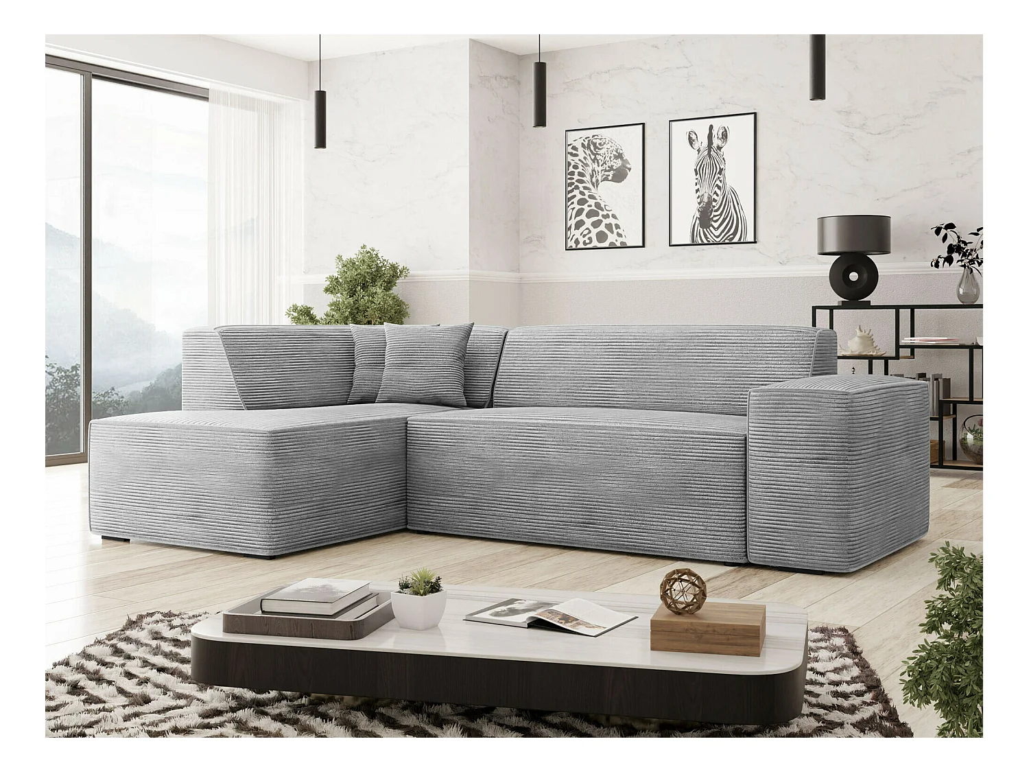 Canapé d'angle Comfivo 289, Gris, 267x205x73cm